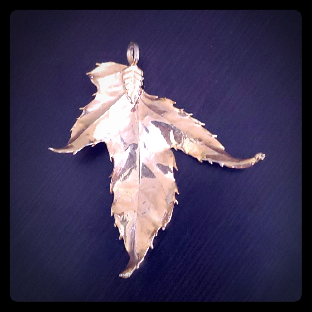 Gold Leaf necklace charm
